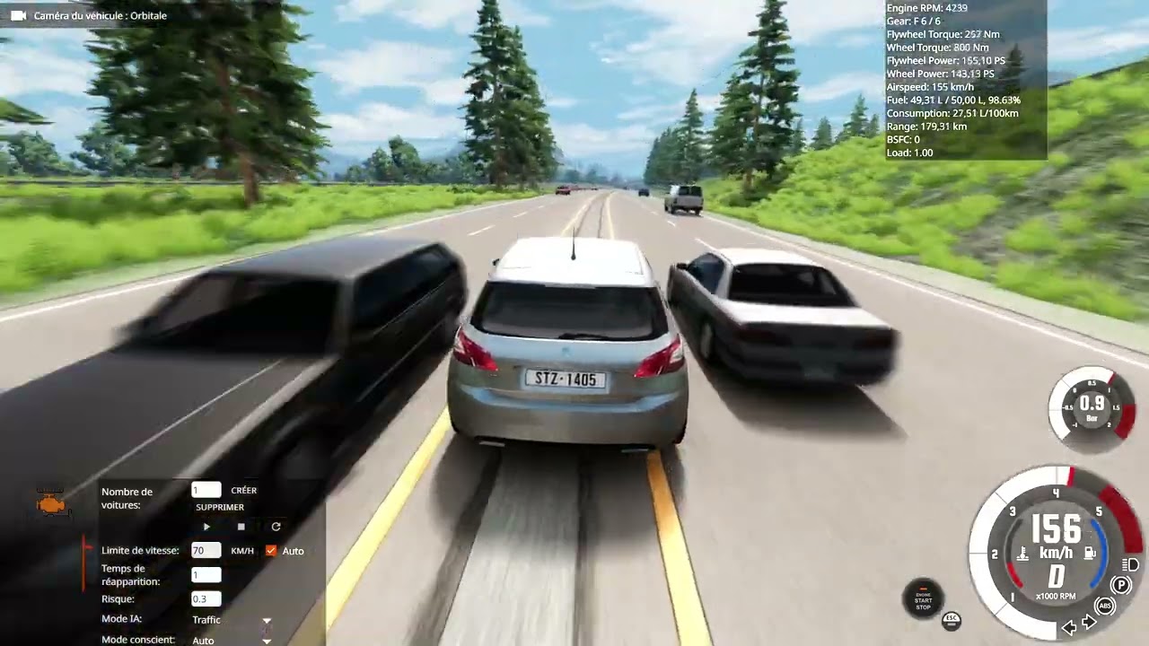Peugeot 308 2.0 HDI 150 EAT8 / American Road / Traffic / BeamNG Drive