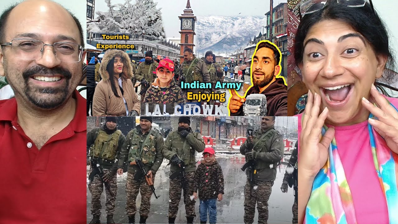 INDIAN ARMY ENJOYING SNOWFALL IN LALCHOWK SRINAGAR SMART CITY😍✨|