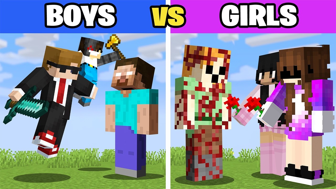 Girls vs Boys in Scary Minecraft