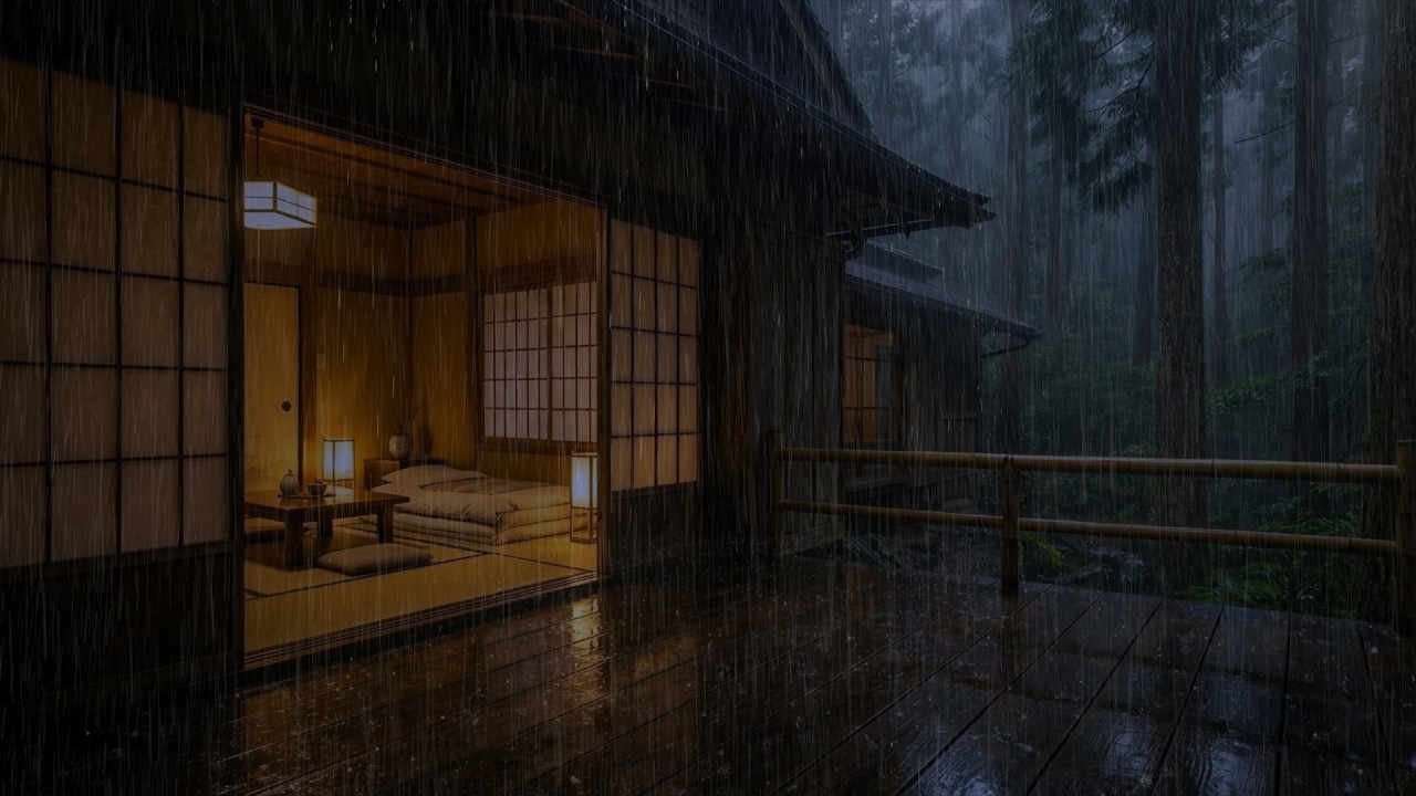 Relaxing Rain Noise in the Woods | Cozy Wooden Room Ambience for Anxiety and Stress