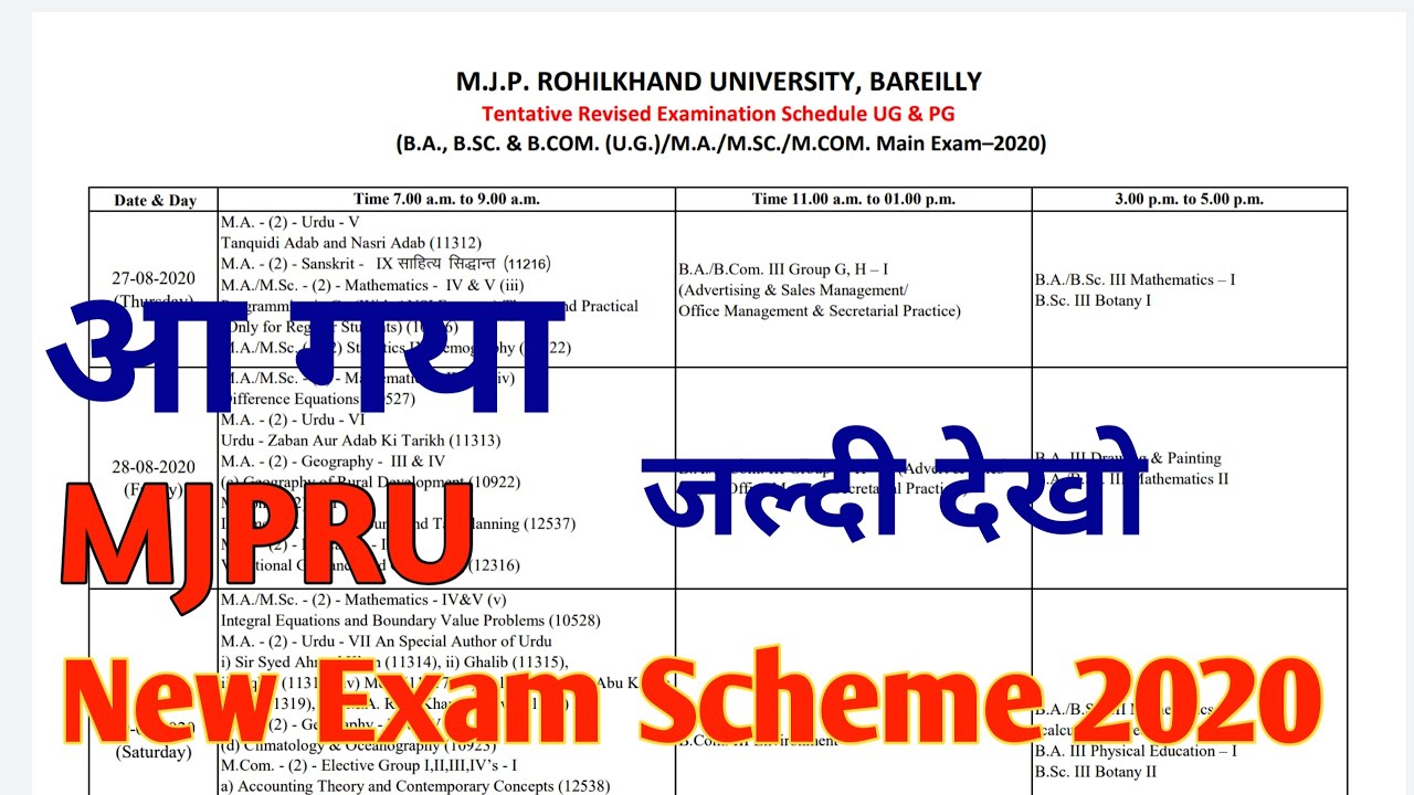 MJPRU New Exam Scheme 2020 || mjpru new exam scheme 2020 for final year || #Mjpru Latest News Today