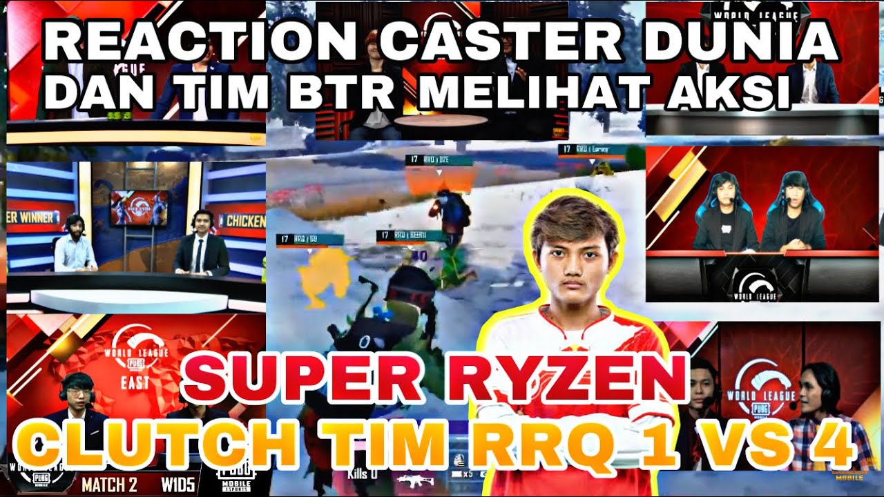 REACTION CASTER DUNIA DAN TIM BTR MELIHAT AKSI SUPER RYZEN CLUTCH RRQ ATHENA 1 VS 4