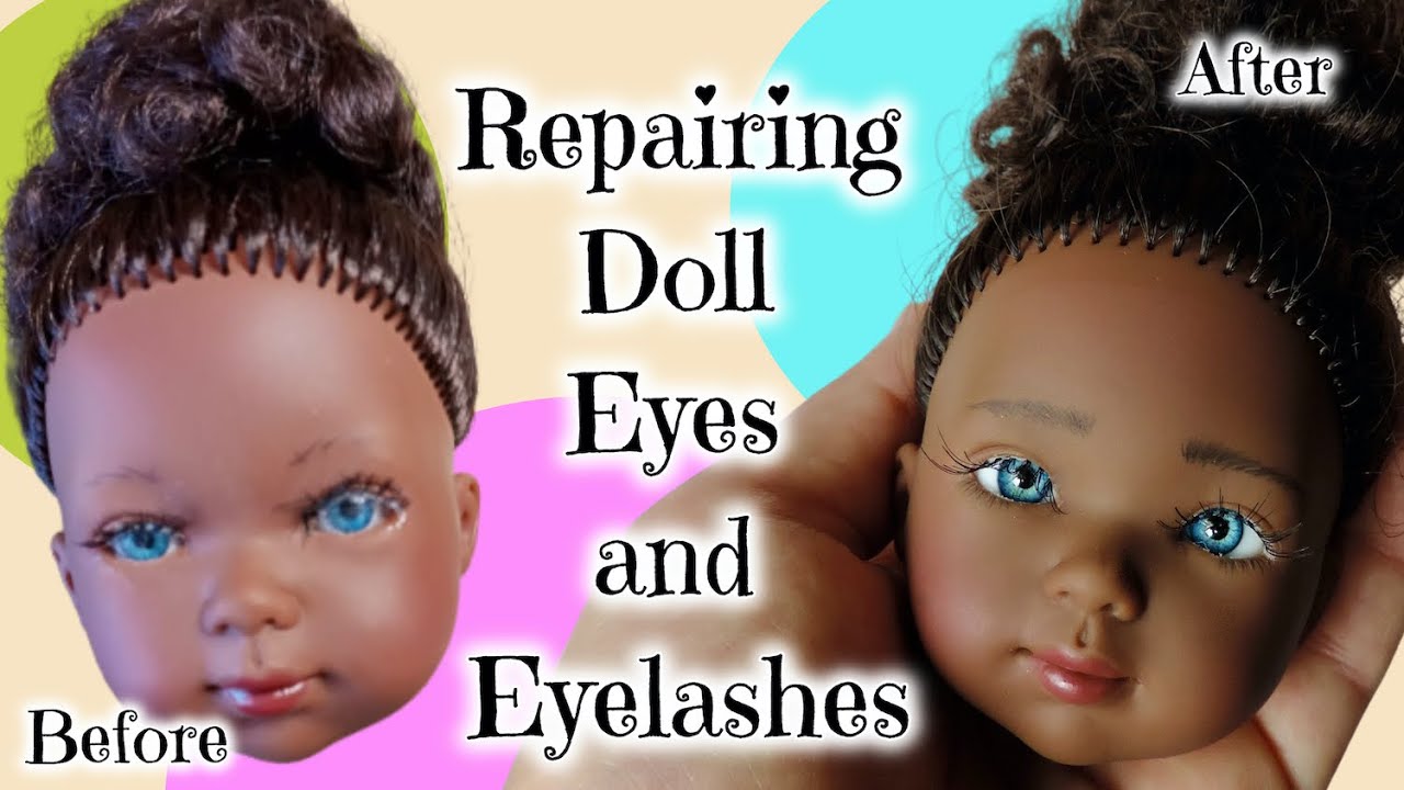 Repairing a Vestida De Azul Doll, Changing Doll Eyes and Eyelashes, Painting Eyebrows