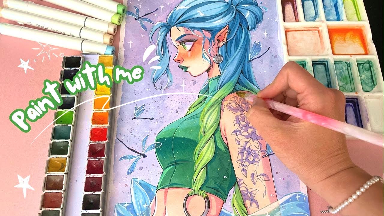 🌿Paint with me// Mix media