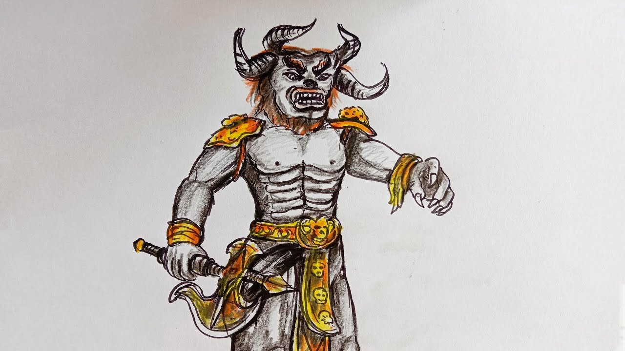 Menggambar Sketsa Ogoh-ogoh Dengan Pensil Warna #drawing #ogohogoh