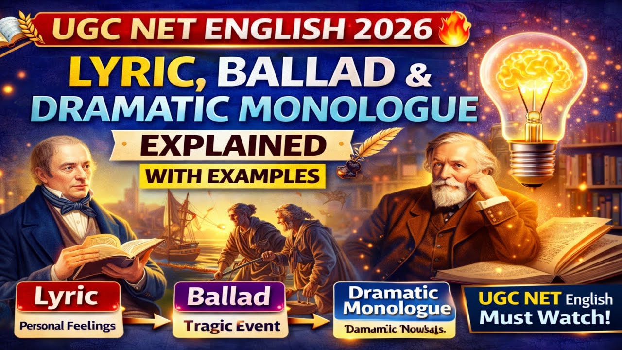 Lyric, Ballad & Dramatic Monologue Explained | Types of Poetry | UGC NET | MA BA English