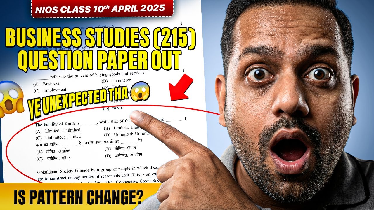 NIOS Class 10 Business Studies Question Paper 2026 Important Questions Last Chance