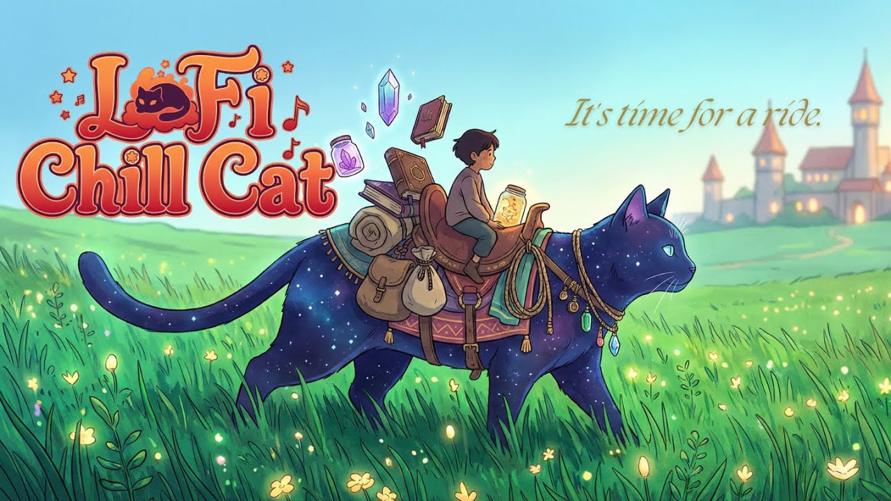 Lo-Fi study and travel with an Adventurous Cat 🐈‍⬛| Chill Beats From a Medieval Magic Meadows ✨🌙