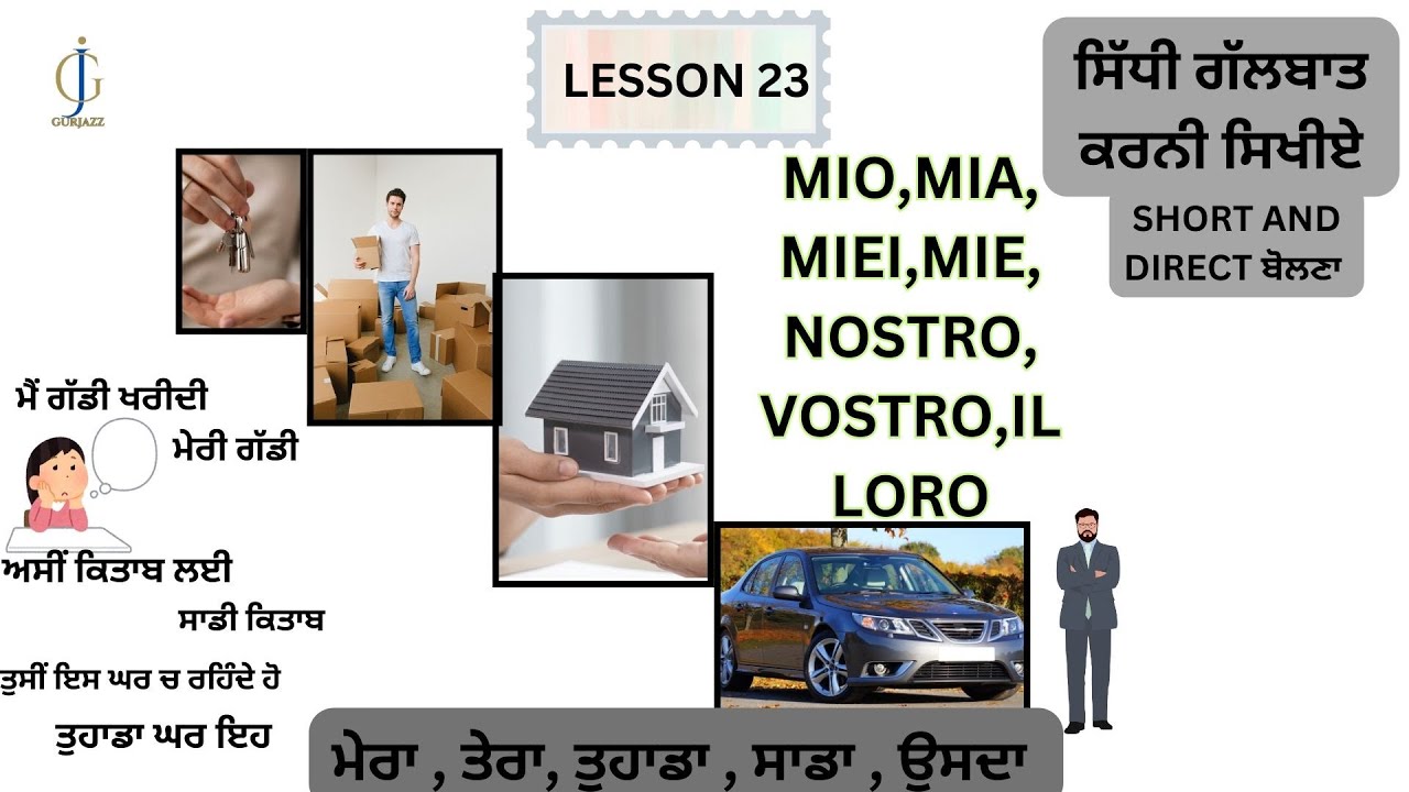 mia,tua,sua,nostroਮੇਰਾ , ਤੇਰਾ, ਤੁਹਾਡਾ , ਸਾਡਾ IN PUNJABI LESSON 23I #easyitalian #italianlessons