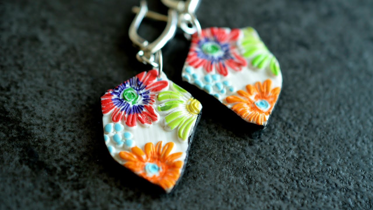Easy DIY Folk Art Earrings – Bright Floral Designs in Polymer Clay