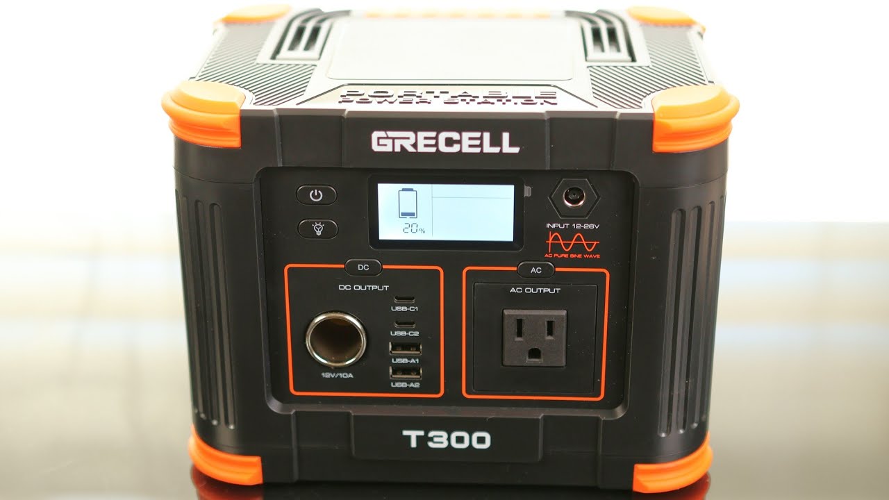 GRECELL Portable Power Station 300W, GRECELL 230.88Wh Solar Generator with 60W USB-C PD Output, 110V