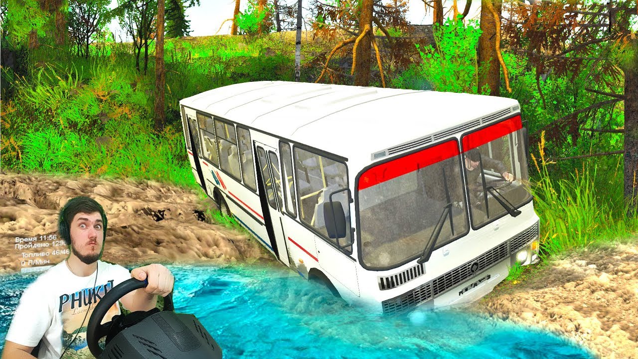 АВТОБУС С РАБОЧИМИ ЗАСТРЯЛ В РЕКЕ - SPINTIRES