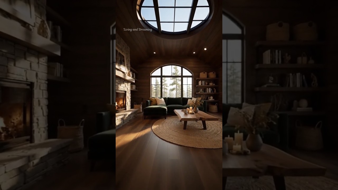 Cozy Cabin in the Forest 🌲Stone Fireplace & Forest Ambience  #cozycabinambience