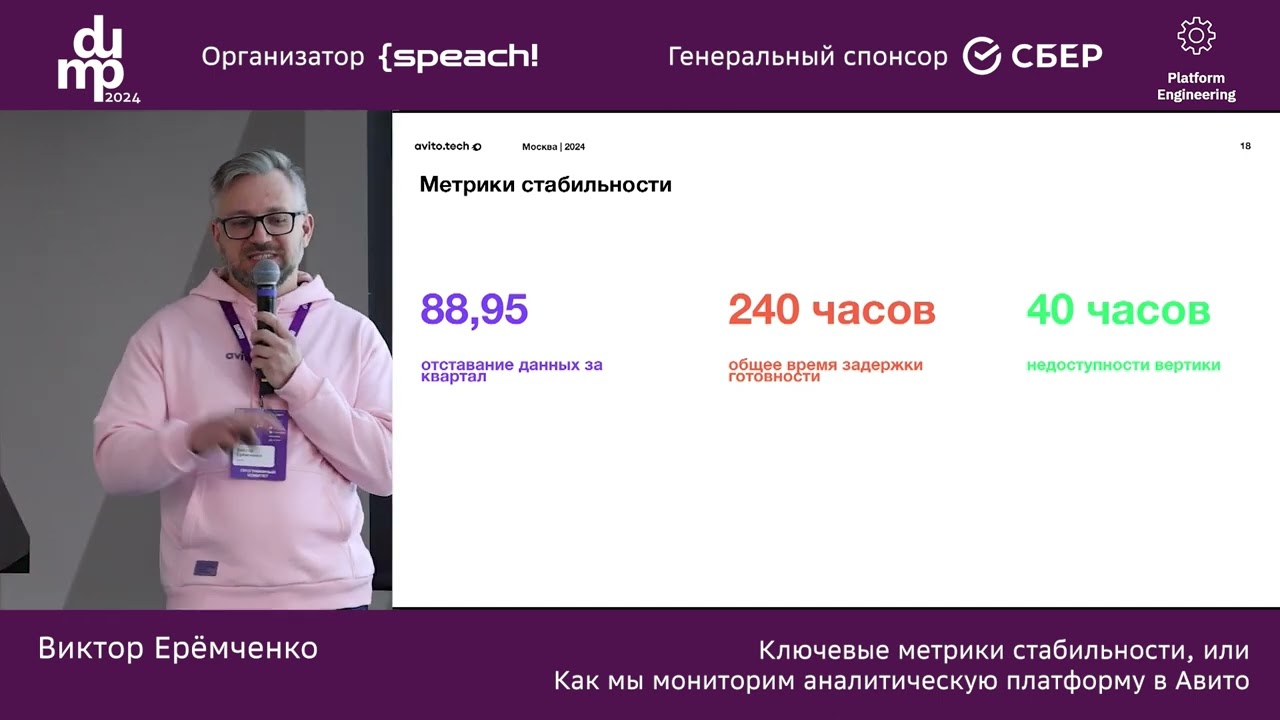 Виктор Ерёмченко. Ключевые метрики стабильности,или Как мы мониторим аналитическую платформу в Авито