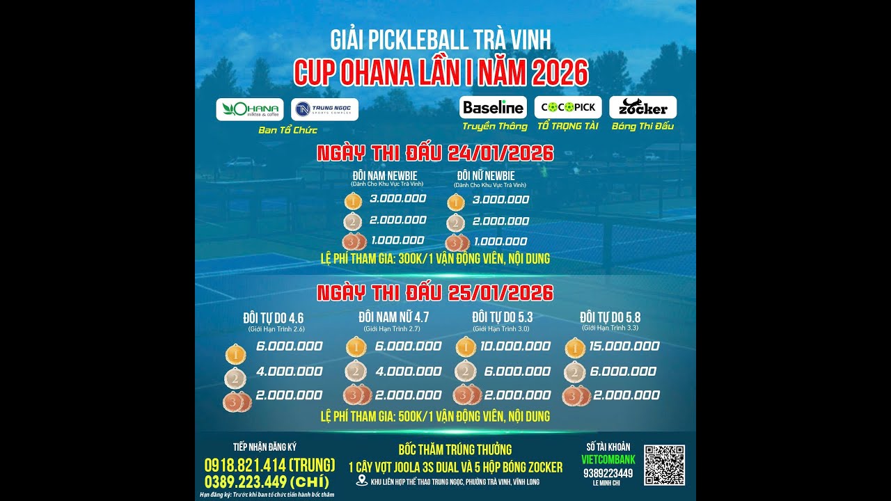 GIẢI PICKLEBALL TRÀ VINH CÚP OHANA LẦN I NĂM 2026 🏆