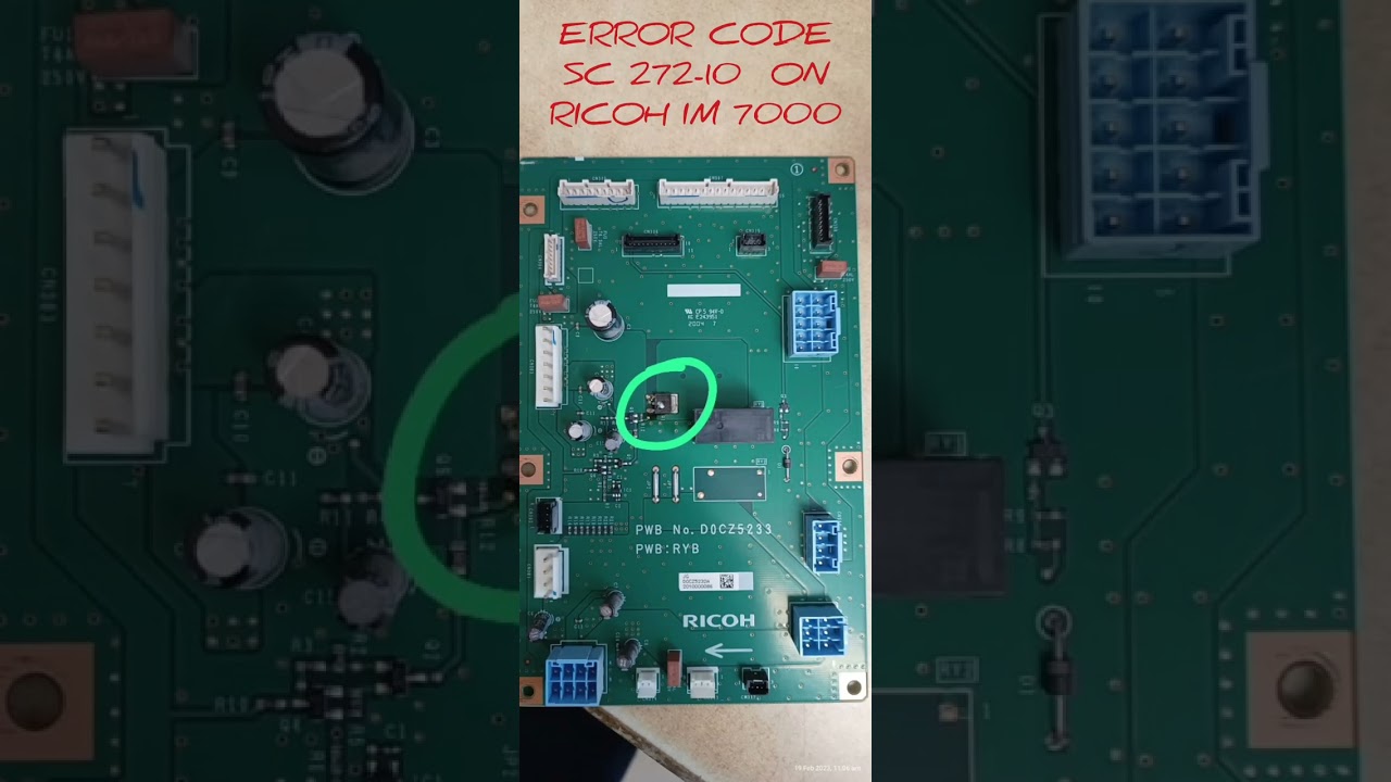 Error Code SC 272-10 on RICOH IM 7000