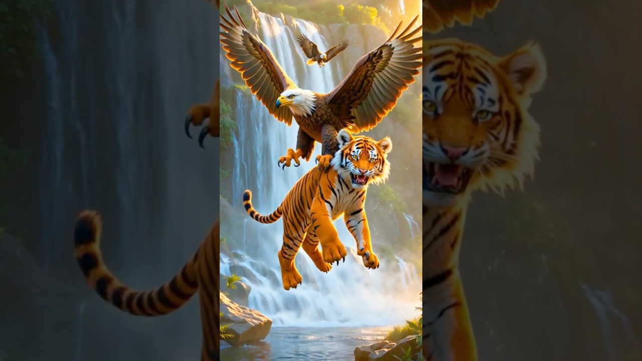 Eagle Saves Falling Tiger Cub from Deadly Waterfall | Nature&rsquo;s Most Unexpected Rescue