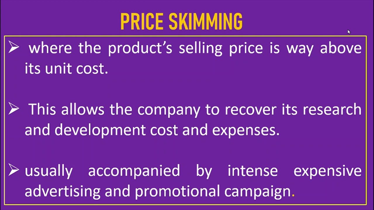 PRICE SKIMMING/PRICING STRATEGY/PRINCIPLES OF MARKETING