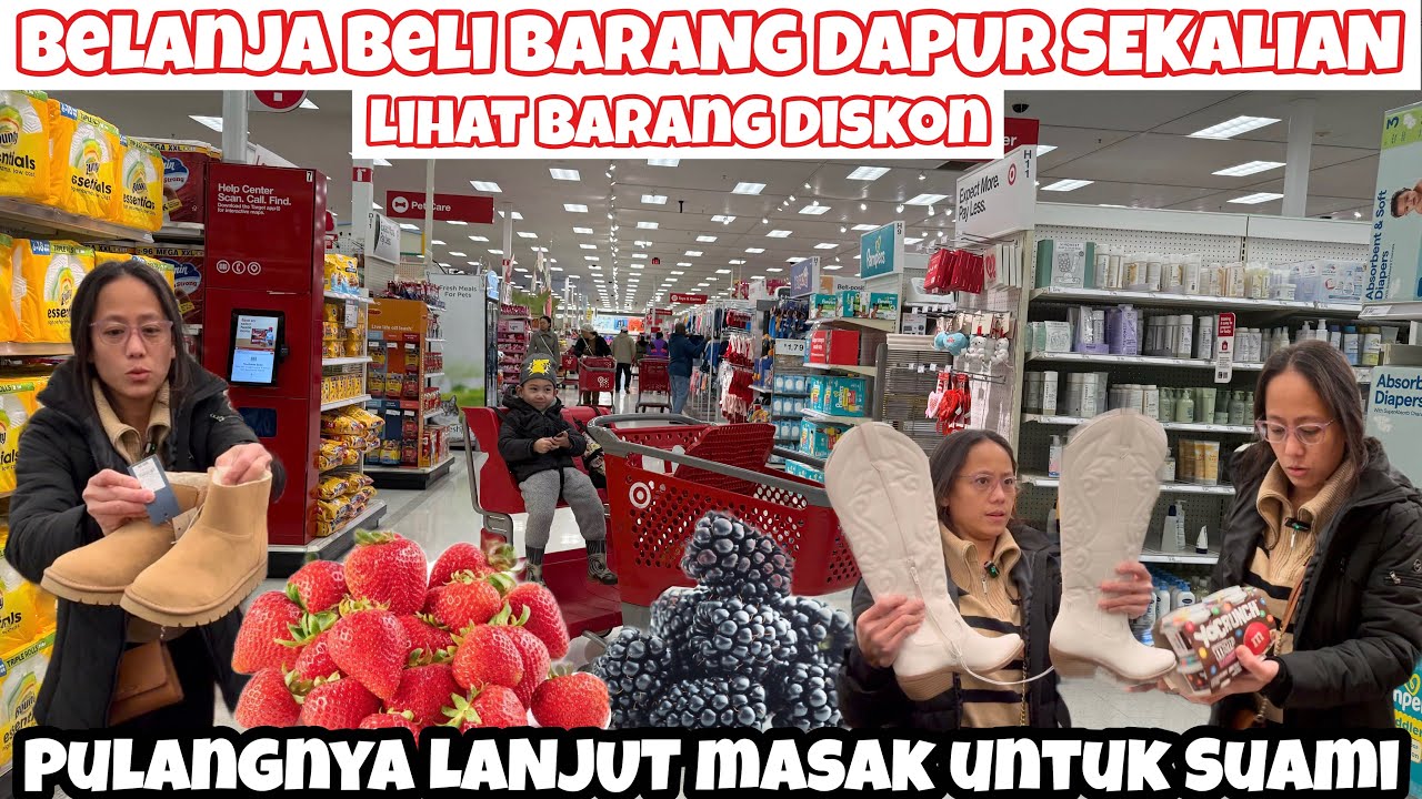 BELANJA KEPERLUAN DAPUR KE TARGET SUPERMARKET SEKALIAN MENGAMBIL OBAT MASAK MAKANAN BULE UNTUK SUAMI