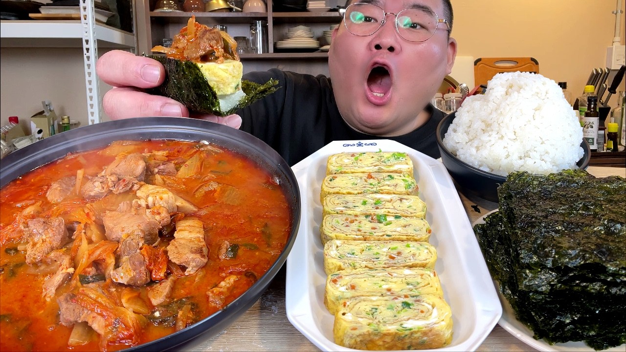 뒷고기김치찌개 + 계란말이 + 구운김  국민세트 먹방 MUKBANG