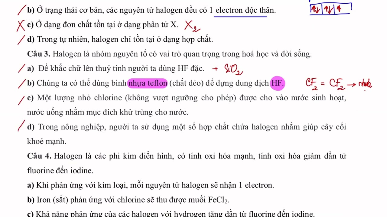 BÀI 17 - BÀI TẬP PHÁT BIỂU ĐÚNG SAI TÍNH CHẤT VẬT LÍ VÀ HÓA HỌC CỦA ĐƠN CHẤT NHÓM VIIA - HÓA HỌC 10