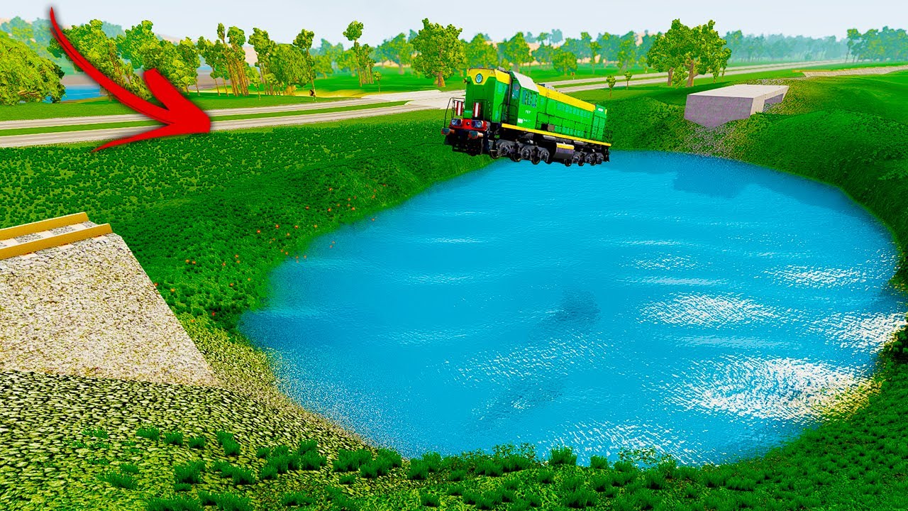 Train Vs Deep Water Giant Pit Compilation