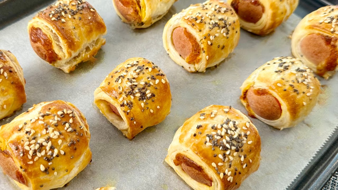 Easy Cheesy Puff Pastry Hot Dogs | Perfect Party Snack!
