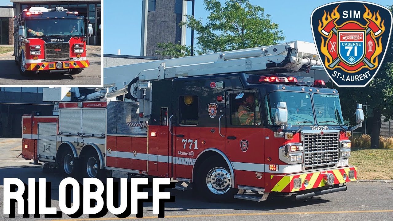 *RARE* Montreal Fire Department [MFD-SIM] Pumper 271M & Tower Ladder 771 responding from station 71.