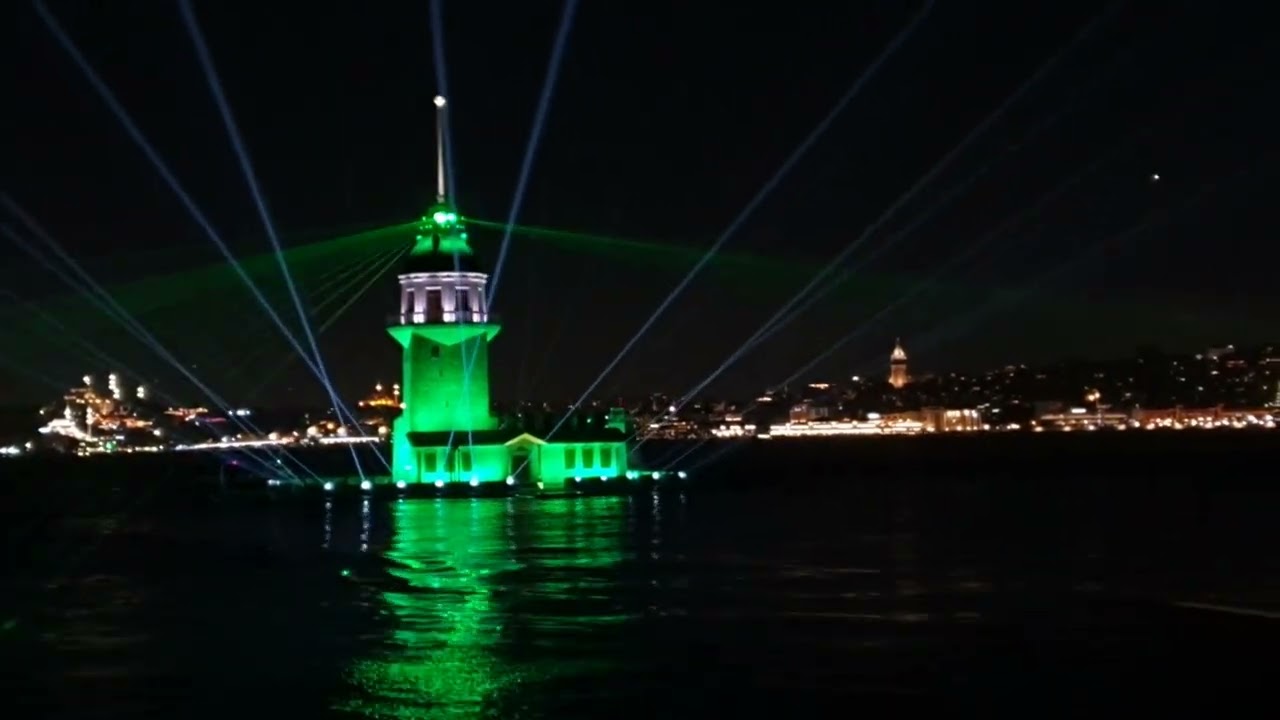 Kız Kulesi ve Galata Kulesi ışık gösterisi 27 Haziran 2023