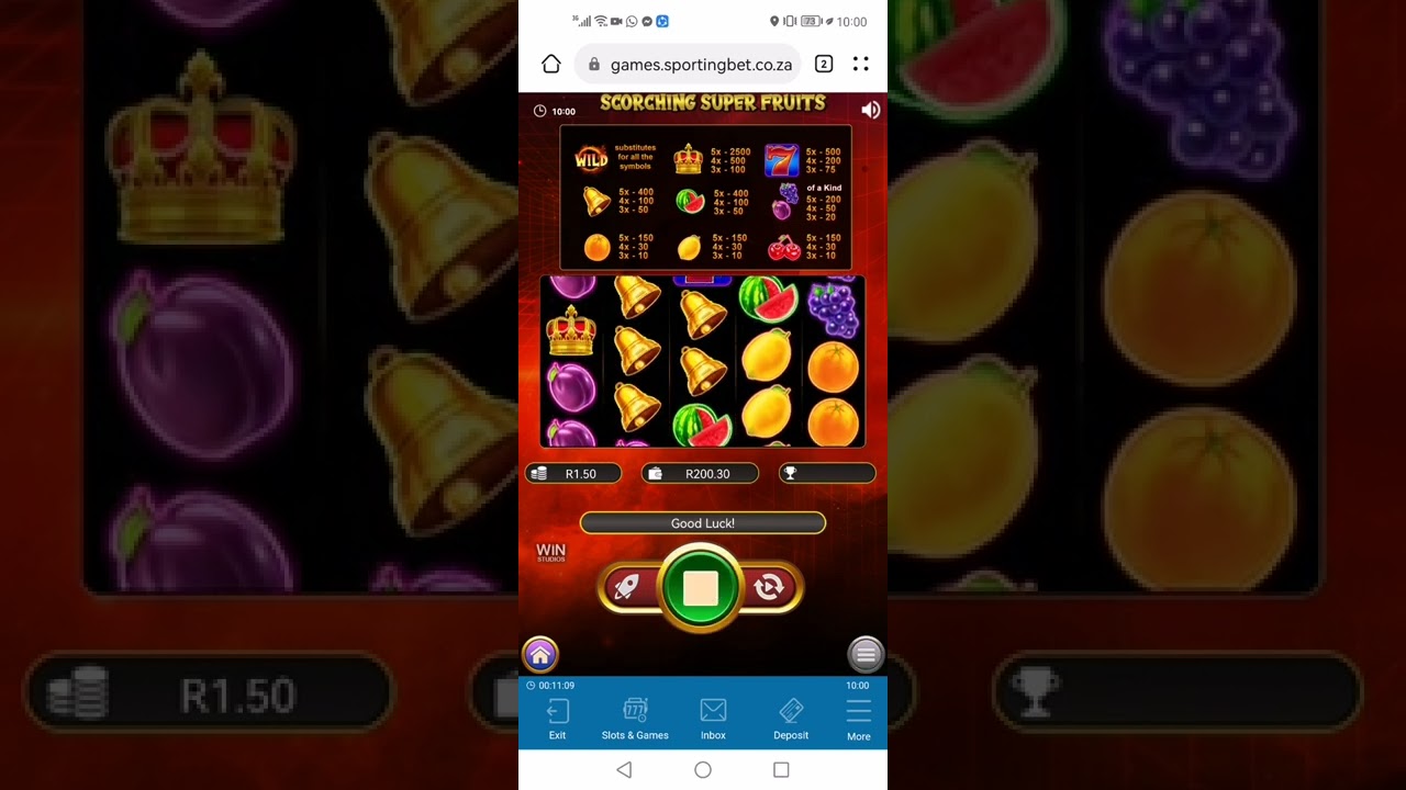 R1.50 spins on Scorching fruits 