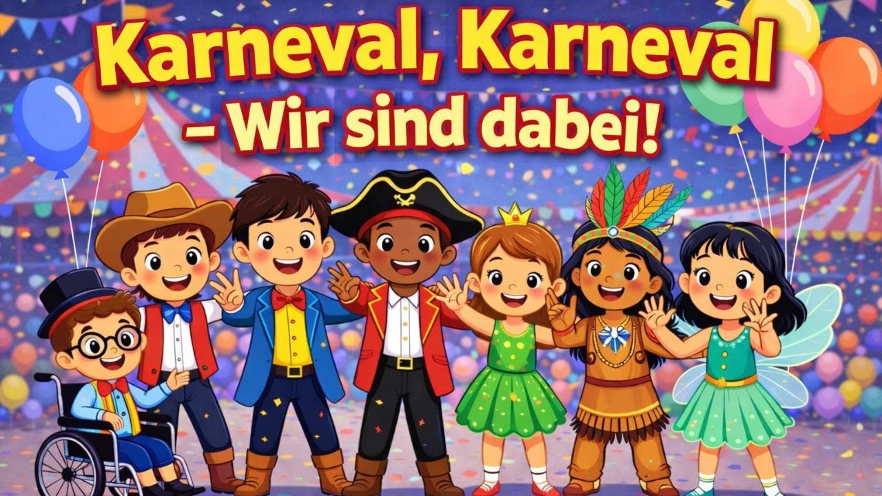 Karneval, Karneval – Wir sind dabei! 🎭🎶 | Lustiges Kinderlied zum Mitsingen