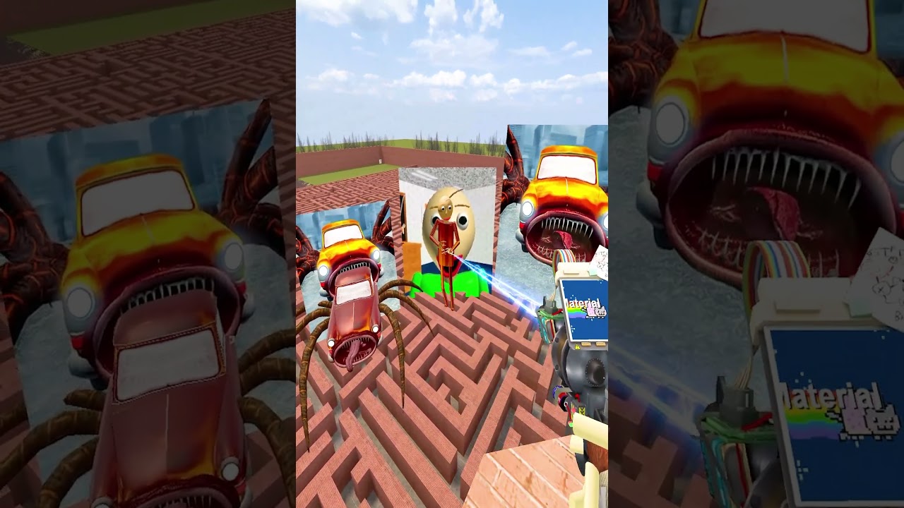 GUESS ALL SIZES CAR EATER vs BALDI IN MAZE GARRY`S MOD