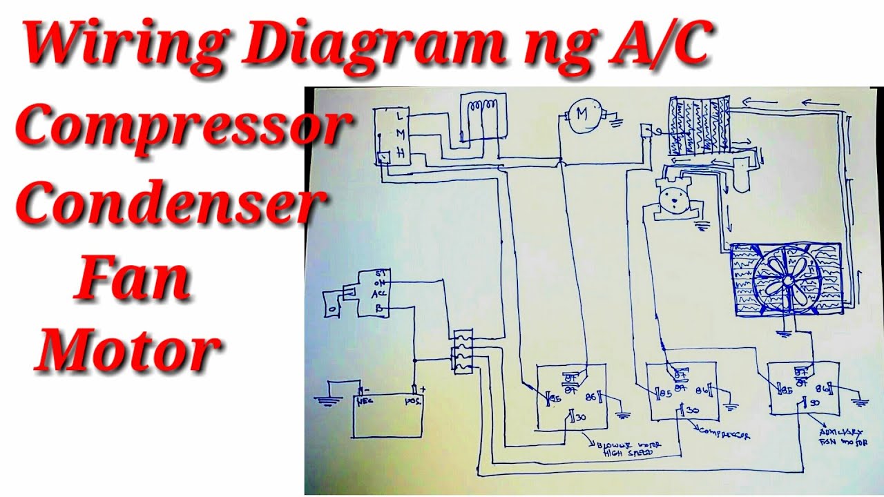 Wiring Diagram ng A/C Compressor at A/C Condenser Fan Motor