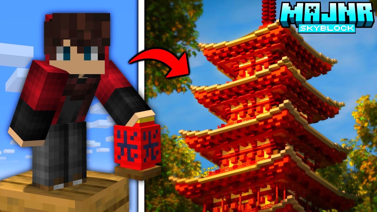 Postavil jsem PALÁC v Japonském Stylu na MAJNR SKYBLOCK...