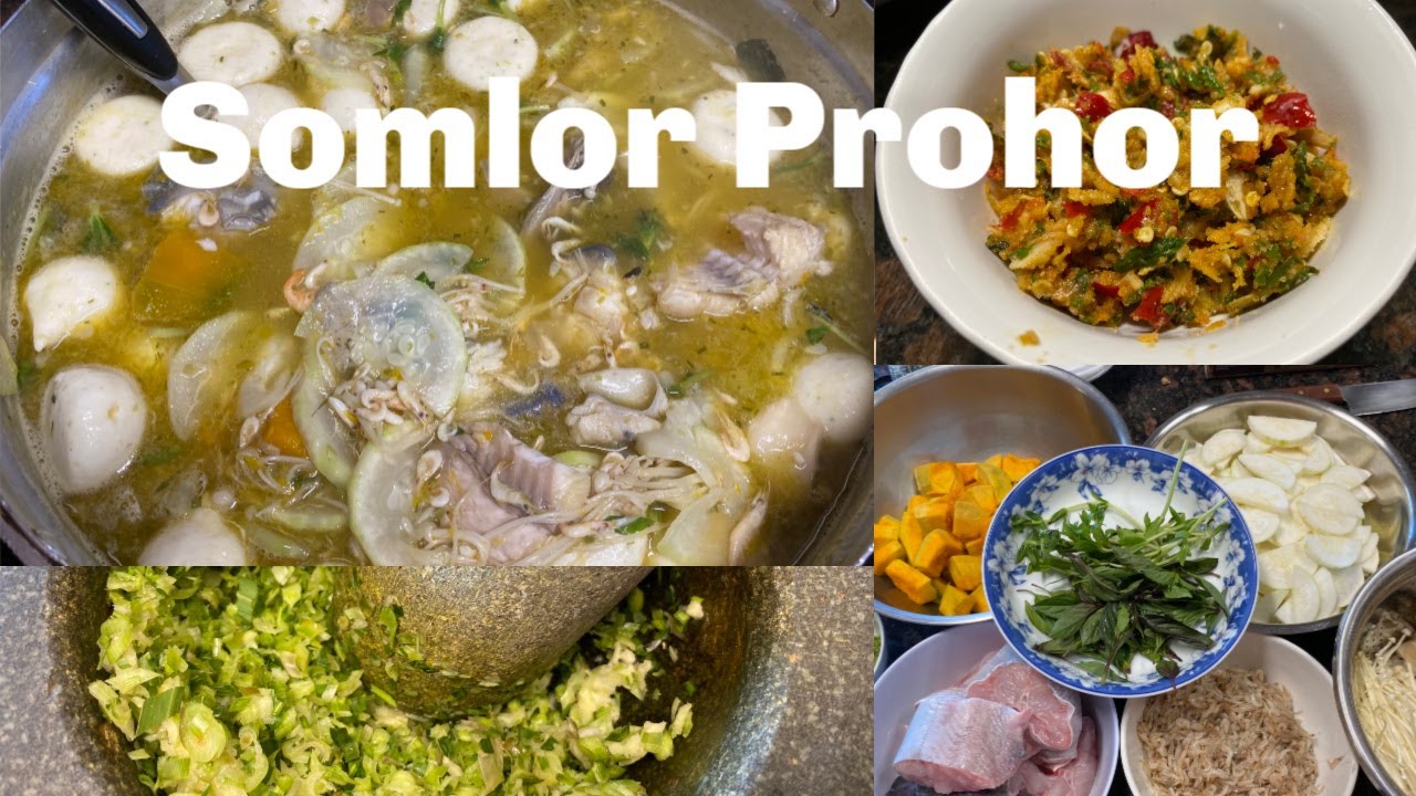 Khmer food-របៀមធ្វើសំឡប្រហើ​​ How to Make Somlar Prohor || Cambodian Vegetables Soup