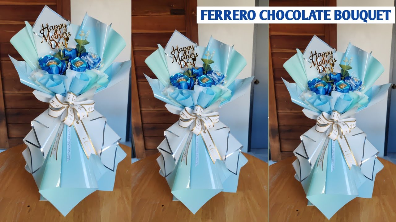 Ferrero chocolate flower bouquet  #satinribboncrafts #ferrerobouquet