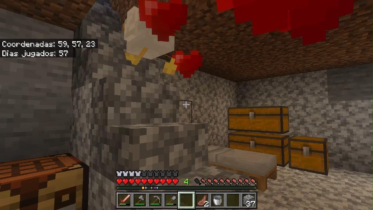 Jugando minecraft con teclado y ratonn a las 1:20