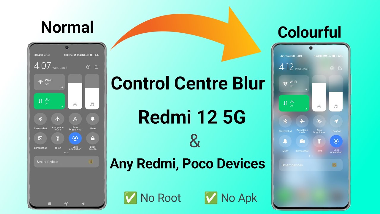 Enable Blur In Control Centre In Any Redmi, Poco & Xiaomi Devices Control Centre Blur In Redmi 12 5G