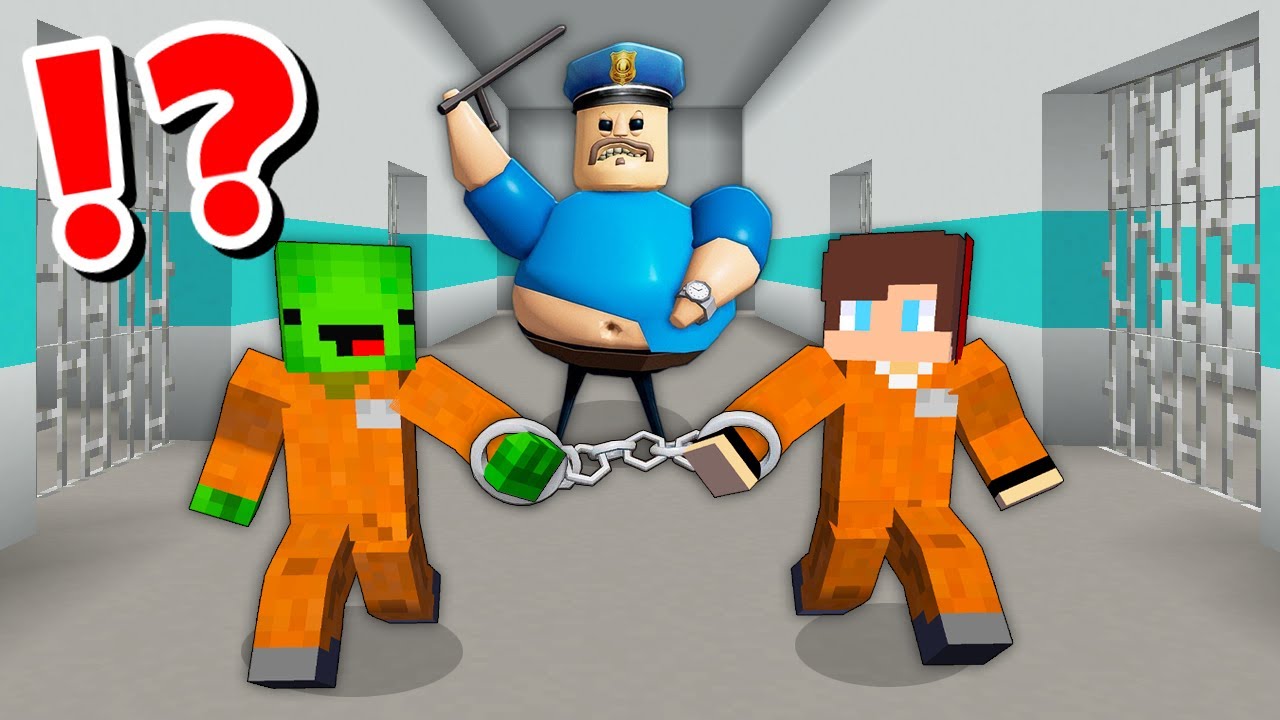 JJ and Mikey in ROBLOX BARRY'S PRISON RUN CHALLENGE in Minecraft / Maizen animation