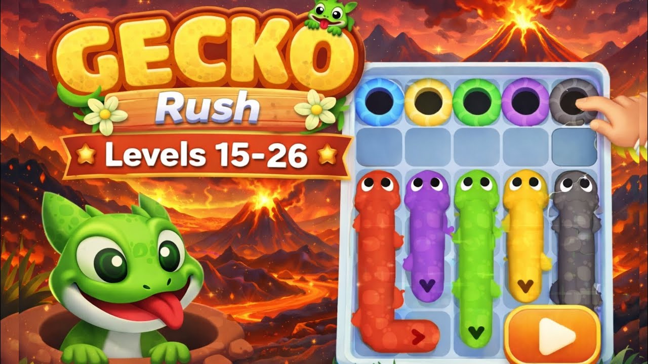 Geacko Rush Level 15-26🔥full gameplay 💪#gecko #gameplay #level15 #fungame