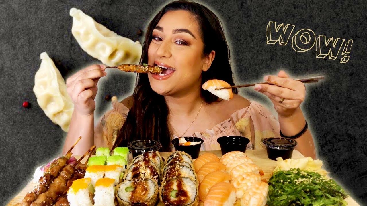SUSHI MUKBANG 🥢  | CRUNCHY ROLL | SALMON NIGIRI | URAMAKI ROLLS | YAKITORI