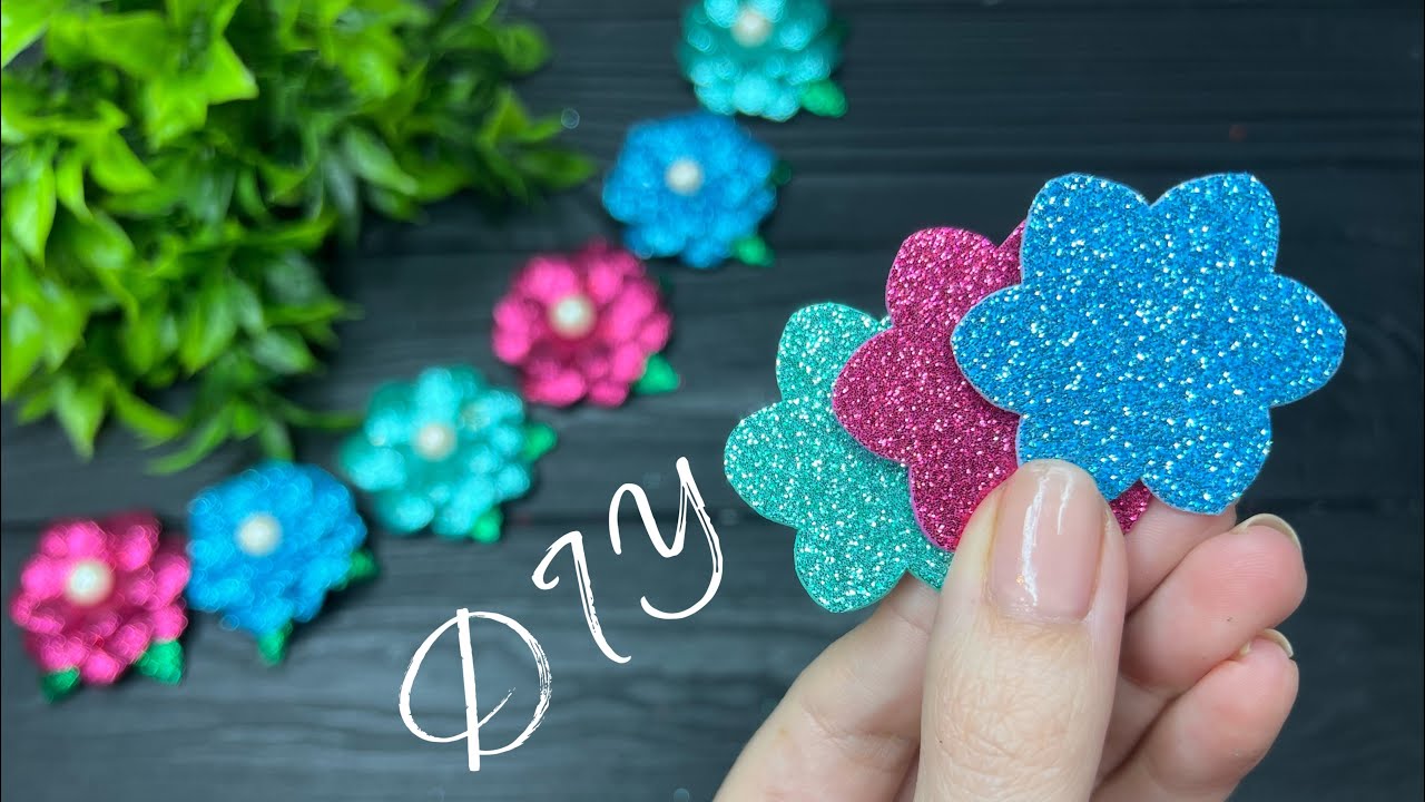 How to make Glitter Flowers Easy Foam Sheet Craft Ideas