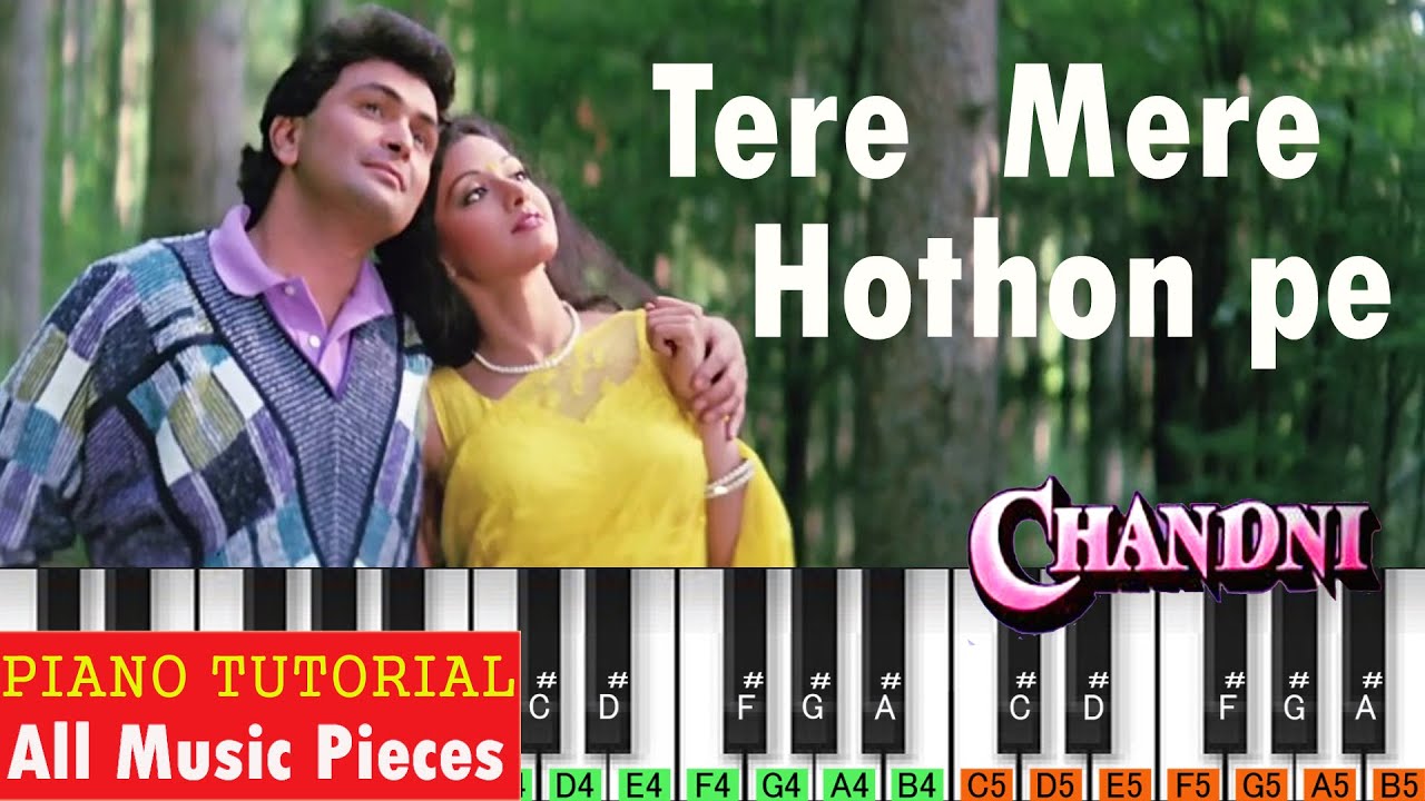 Tere Mere Hothon Pe Piano Tutorial | Notation | Chandni | Lata Mangeshkar | Old Song Piano