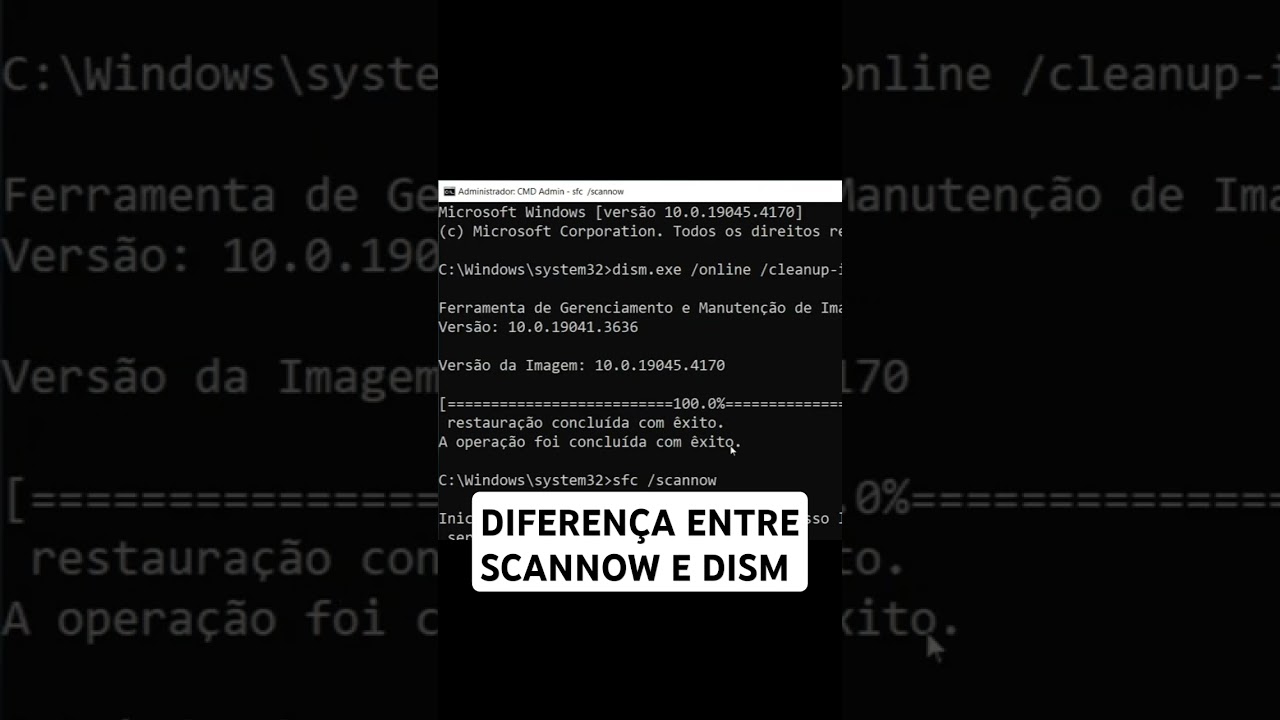 DIFEREN&Ccedil;A ENTRE COMANDO DISM E SCANNOW NO CMD #windows #tutorial