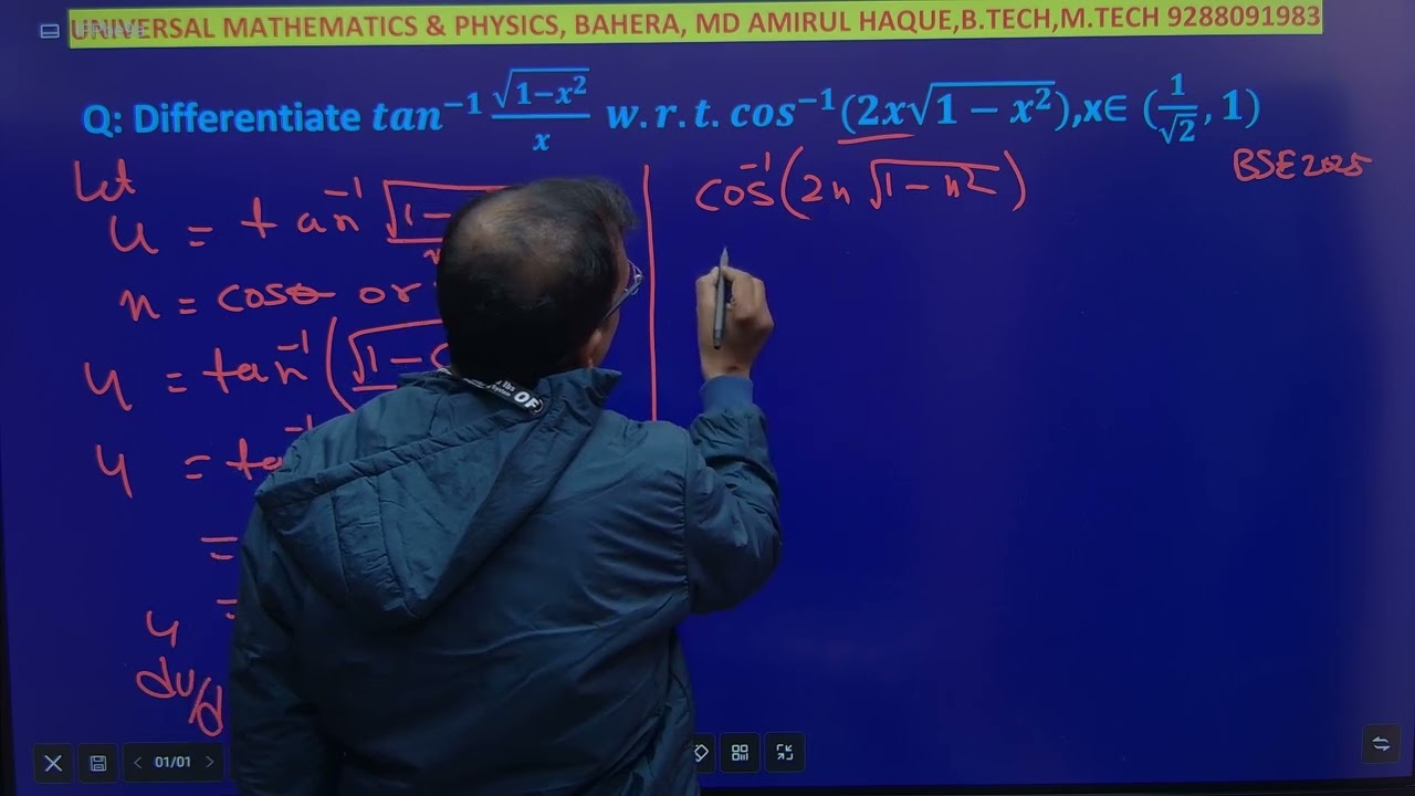 Differentiate tan^-1√(1 -x^2)/x w.r.t.cos^-1(2x√1-x^2) x£(1/√2,1)
