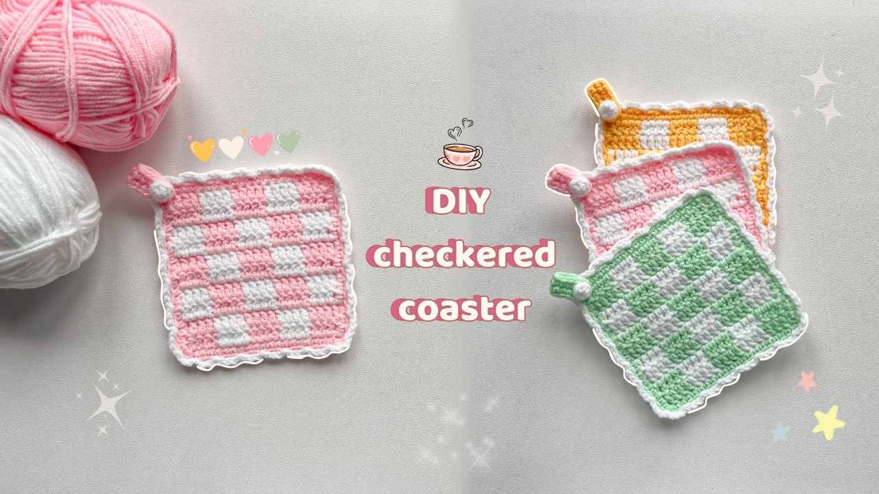 Crochet Checkered Coaster Tutorial | Easy & Cute DIY | Beginner Friendly 🧵