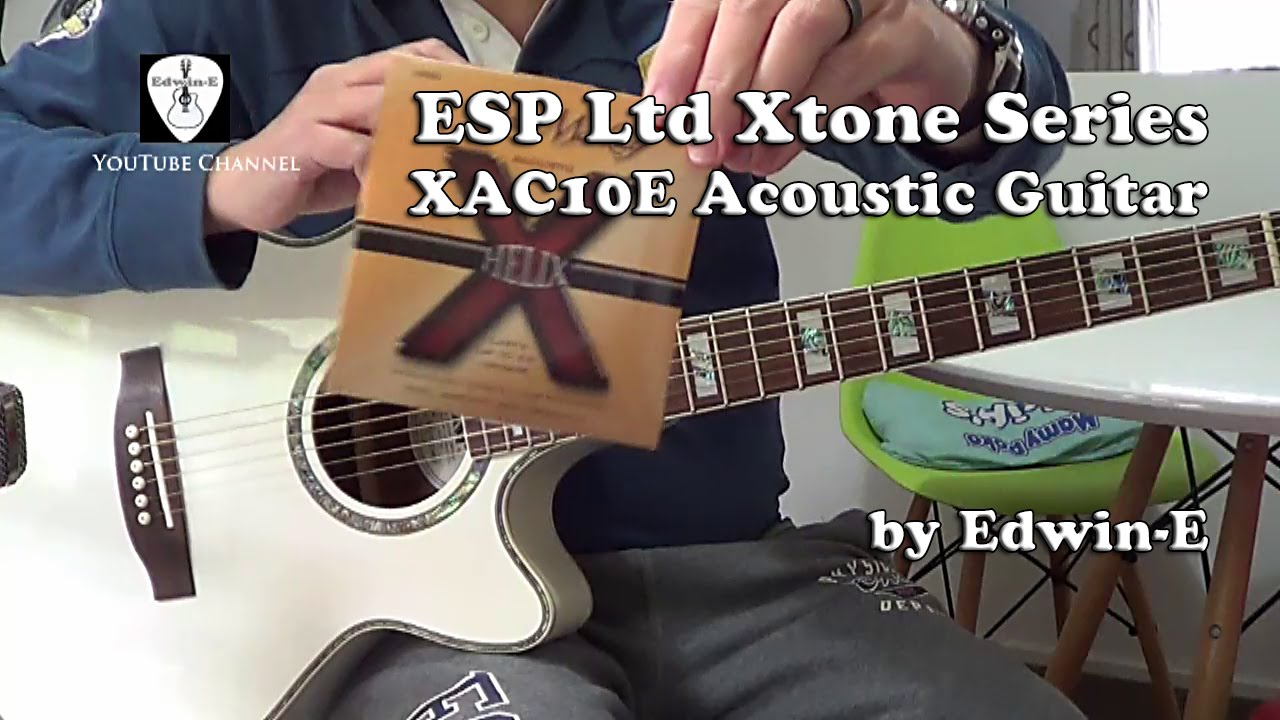 ESP Ltd Xtone AC10E Acoustic Electric Guitar Demo Review w Dean Markley Helix Strings