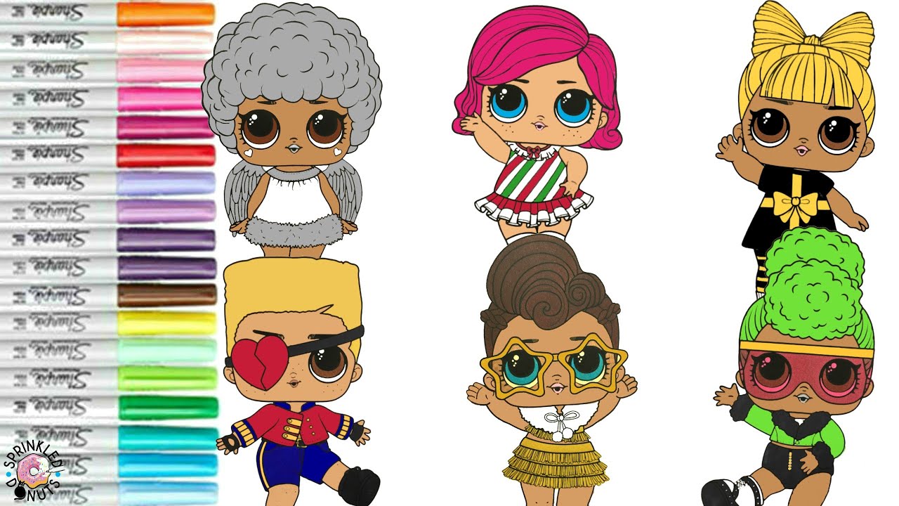LOL Surprise Dolls Coloring Winter Disco Edition NTEQT Bashful QT Soldier Boi Dreamin BB Prezzie