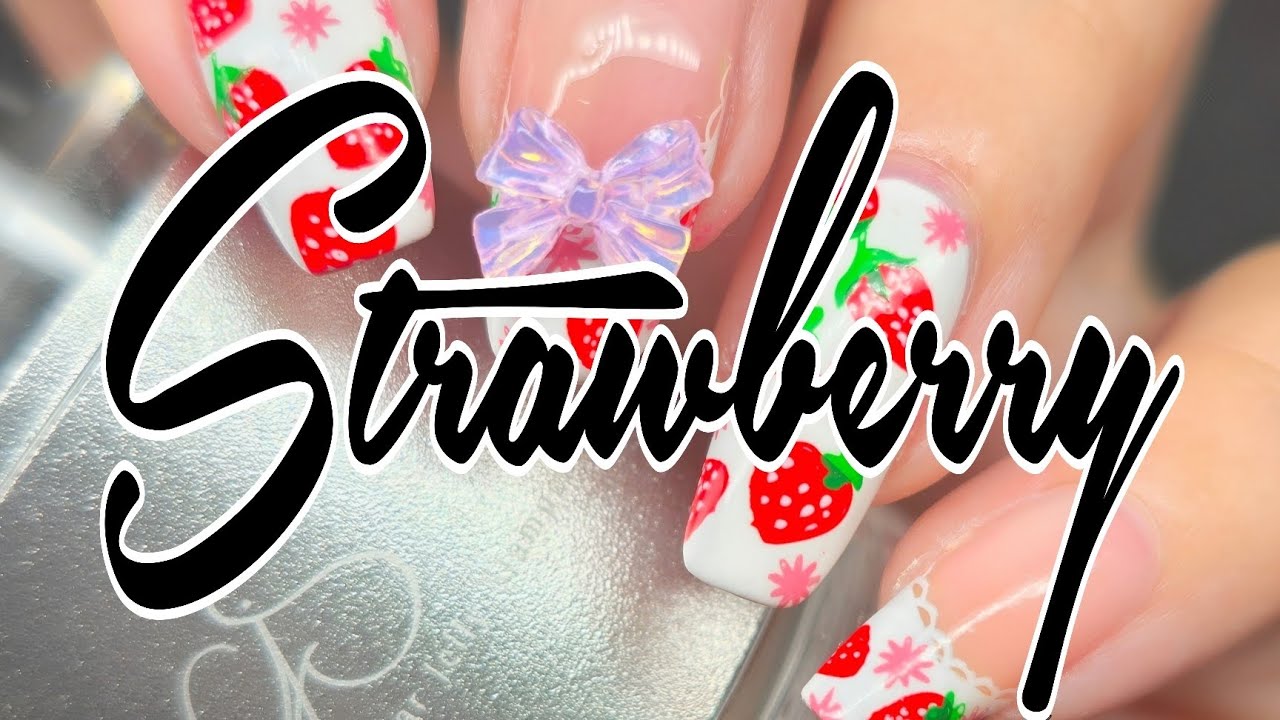 Strawberry Summer Nails -Fremch Tips | Clear Jelly Stamper plate CJS-390