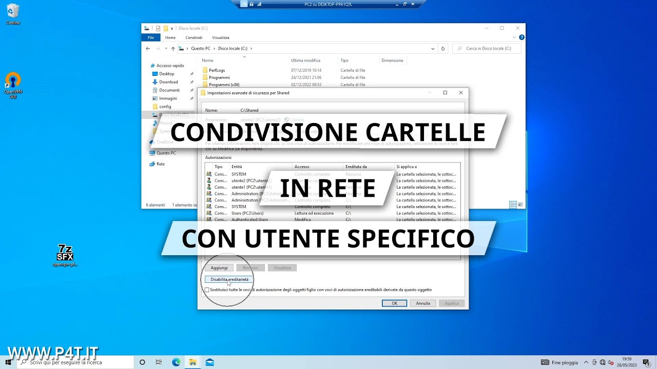 Condivisione cartella Windows con utente specifico e permessi minimi